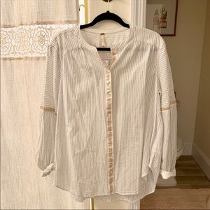 Free People Striped Button Down Shirt/Tunic